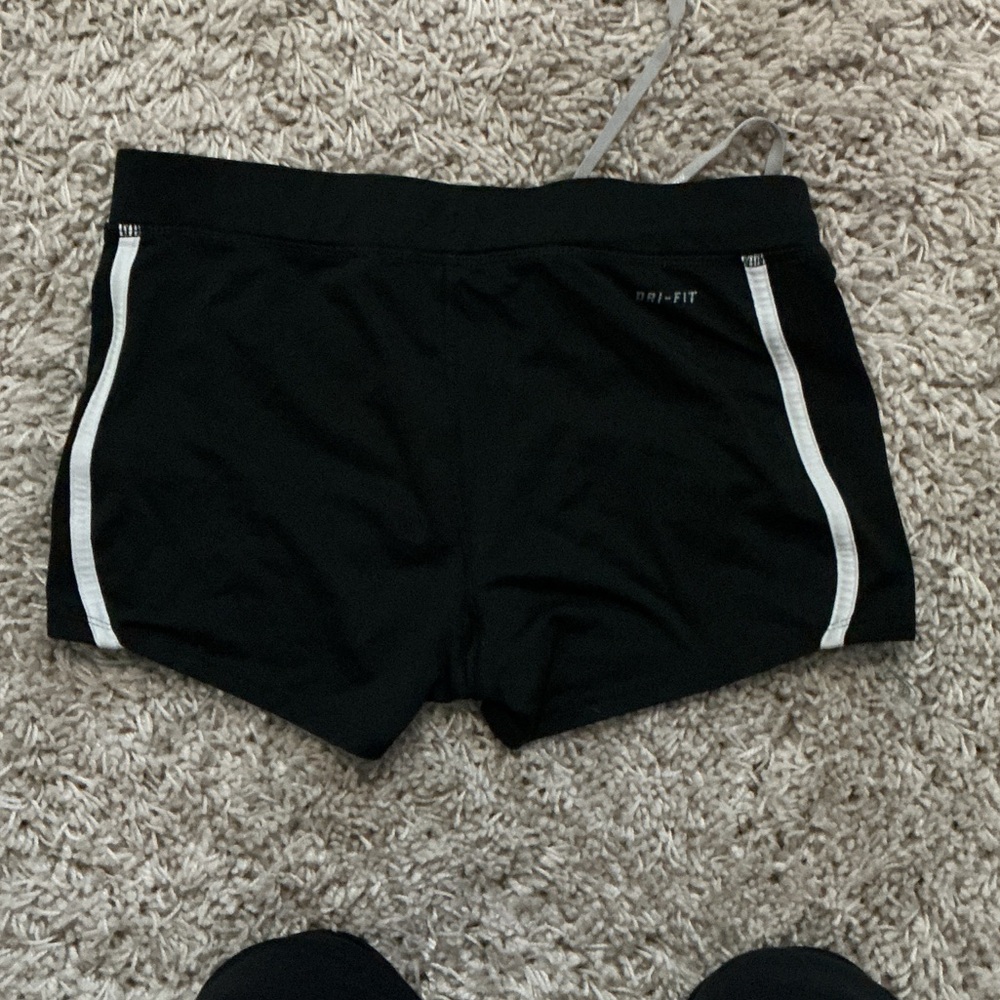 Nike Women's Black and White Athletic Shorts - Picture 2 of 3